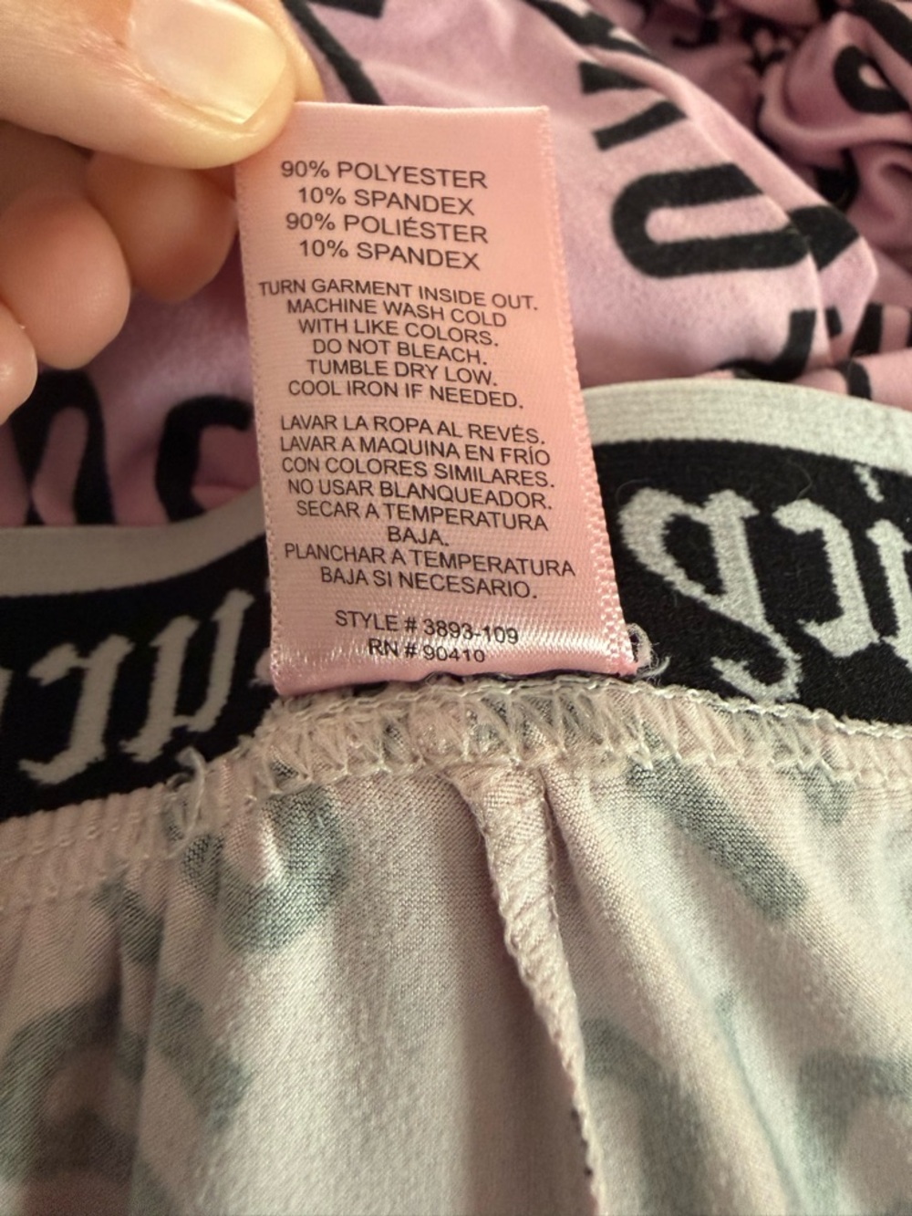 Juicy Couture Pink & Black Logo Lounge Pants Joggers XL Y2K Coquette - Picture 4 of 7